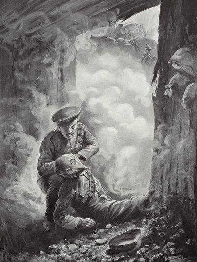 Il sergente John Raynes mette il casco anti-fumo al sergente Ayres dopo l
